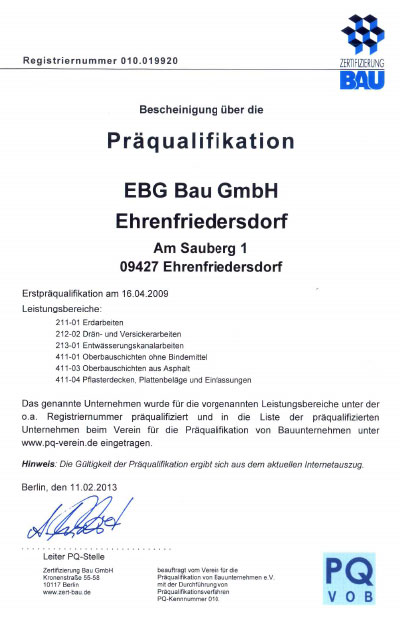 zertifikate EBG Bau GmbH